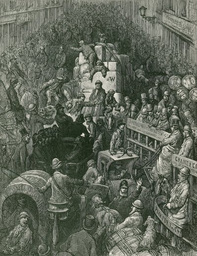 Escena de calle en Londres de Gustave Dore