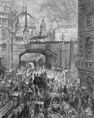 Ludgate Hill - Un bloqueo en la calle, 1872 de Gustave Dore