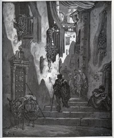 Luscinda envía una nota a Cardenio - de "Don Quijote de la Mancha" de Miguel de Cervantes (1547-1616) - xilografía después de un dibujo de Gustave Doré. de Gustave Dore