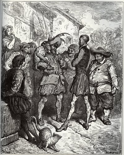 Maese Pedro y el mono adivino - de “Don Quijote de la Mancha” por Miguel Cervantes (1547-1616) - xilografía según dibujo de Gustave Doré de Gustave Dore