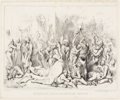Masacre de los ingleses por hindúes rebeldes de Gustave Dore