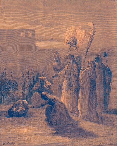 Moisés en los juncos de Gustave Dore