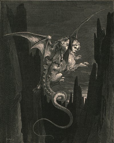 Nuevo terror concebido en la empinada caída, c1890 de Gustave Dore
