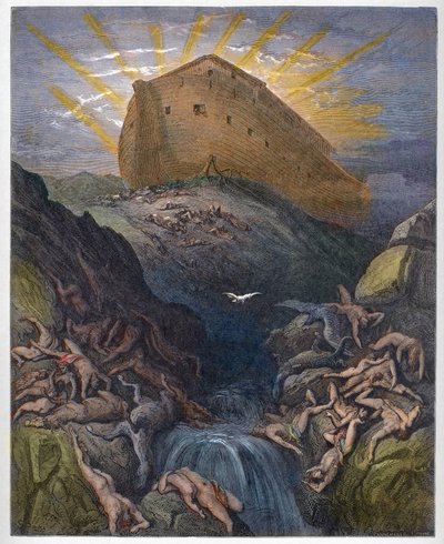 El Arca de Noé - La Paloma enviada desde el Arca - La Paloma enviada desde el Arca de Noé - Grabado en 