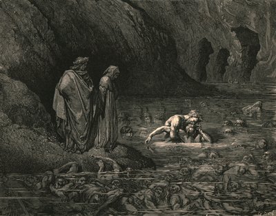 No más furiosamente en las sienes de Menalipo Tydeus mordió, c1890 de Gustave Dore