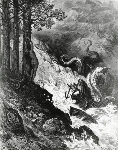 Orlando lucha contra el orco, de La locura de Orlando de Gustave Dore