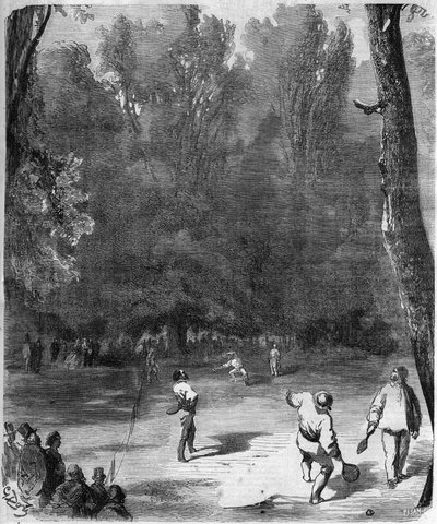Jugadores de palma en el Jardín de Luxemburgo en París en 1868 - dibujo de Gustave Doré de Gustave Dore