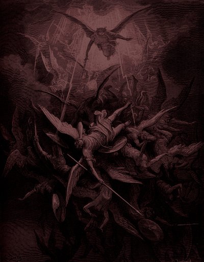 El Paraíso Perdido: Caída de los ángeles rebeldes, artista Doré de Gustave Dore