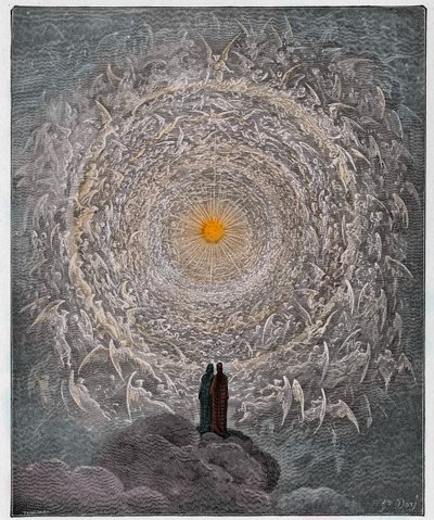 Paraíso, Canto 31: La multitud santa forma una rosa en el empíreo de Gustave Dore