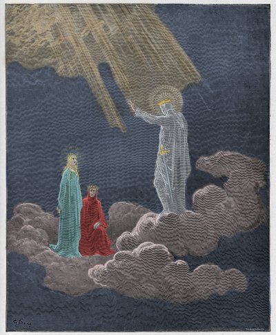 Paraíso, Canto 8: Carlos Martel se dirige a Dante y Beatriz, ilustración de "La Divina Comedia" de Dante Alighieri, 1885 de Gustave Dore