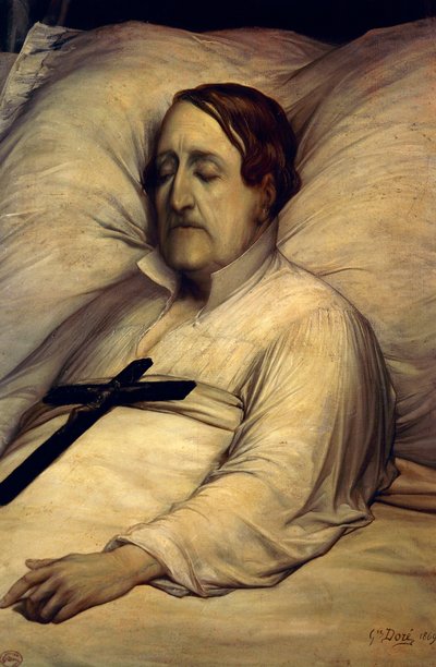 Retrato de Gioachino Rossini en su lecho de muerte de Gustave Dore