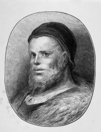 Retrato de Rabelais joven - grabado, por Gustave Doré de Gustave Dore