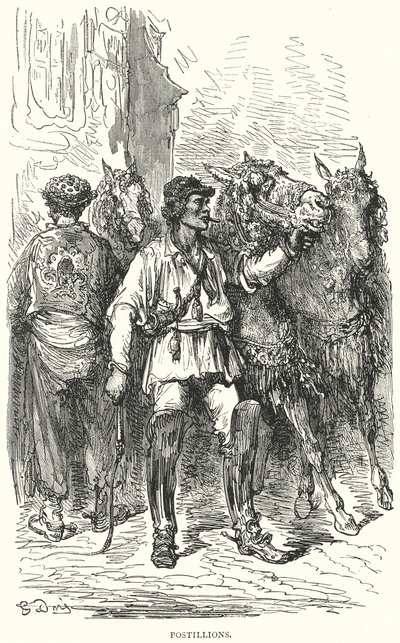 Postillones (grabado) de Gustave Dore