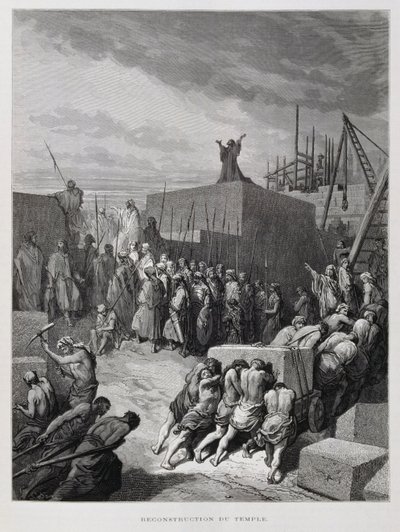 Reconstrucción del Templo de Jerusalén, ilustración de la Biblia de Dore de Gustave Dore