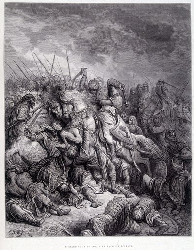 Ricardo Corazón de León en la Batalla de Arsur - grabado por Gustave Doré de Gustave Dore