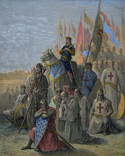 San Luis llega frente a Damietta - Captura de la ciudad egipcia por los cruzados el 6 de junio de Gustave Dore