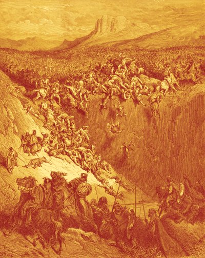 Sansón mata a los filisteos con una quijada de asno, por Doré. - Biblia de Gustave Dore