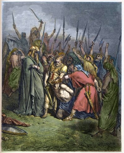 Samuel mata a Agag - La decapitación de Agag, Rey de los Amalecitas, por el profeta Samuel - grabado en “La Biblia ilustrada” por Gustave Doré (1832-1883) - Grabado de “La Biblia de Doré” de Gustave Dore