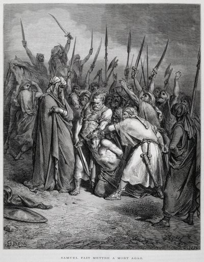 Samuel mata a Agag, Ilustración de la Biblia de Dore de Gustave Dore