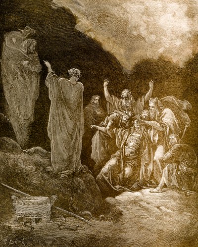 Saúl y la bruja de Endor - Biblia de Gustave Dore