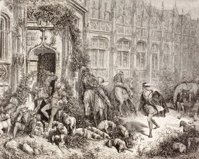Escena de La Bella Durmiente de Charles Perrault. De El Mundo Ilustrado, publicado en Barcelona hacia 1880. de Gustave Dore