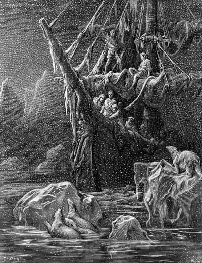 Barco en la Antártida, escena de 
