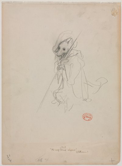 Boceto para El lobo convertido en pastor, c. 1868 de Gustave Dore