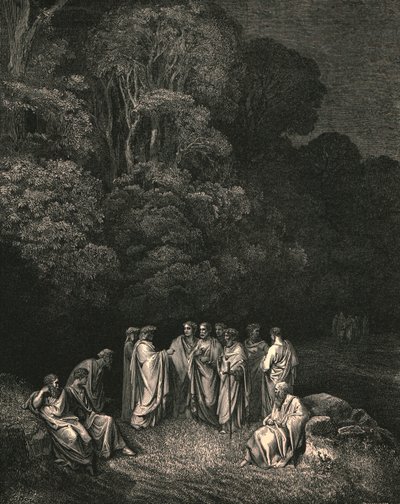 Así vi unida la brillante escuela de él, el monarca de la canción más sublime, c1890 de Gustave Dore