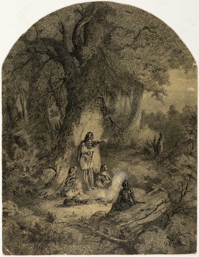 Soldados bajo un árbol de Gustave Dore