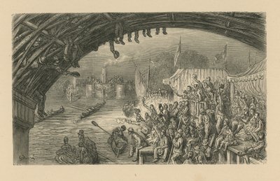 Espectadores viendo una carrera de botes de Gustave Dore