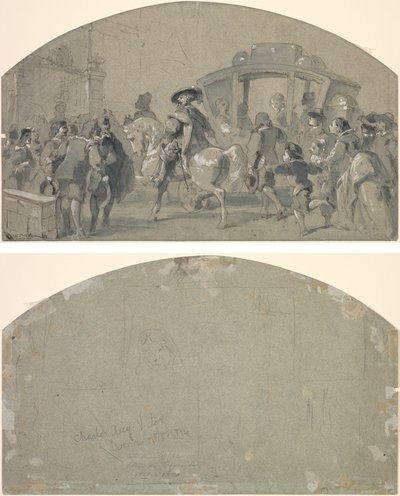 Escena de calle (recto); Bocetos (verso) de Gustave Dore