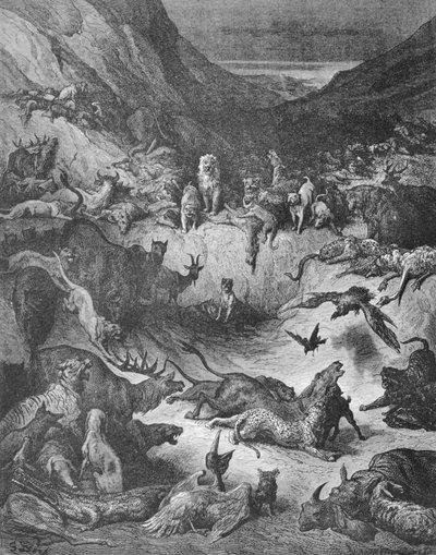 Los animales enfermos de la peste, ilustración para las Fábulas de La Fontaine de Gustave Dore
