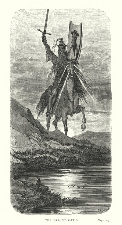 El juramento del barón (grabado) de Gustave Dore