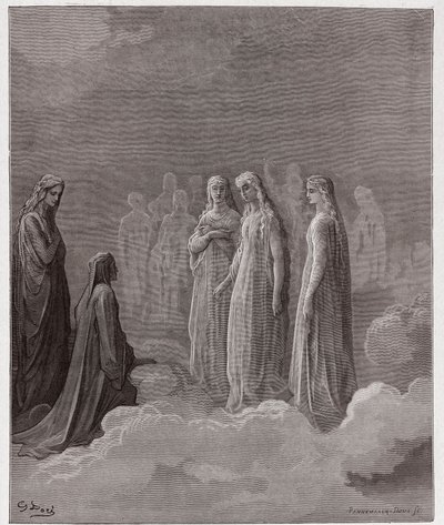La Divina Comedia, Paraíso, Canto 3: El primer reino: Piccarda Donati y las almas cuyos votos fueron rotos - por Dante Alighieri (1265-1321) - Ilustración de Gustave Doré (1832-1883) de Gustave Dore