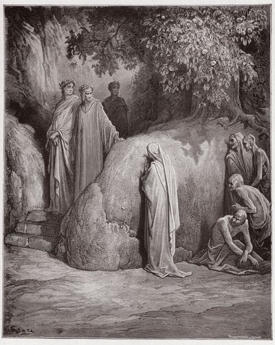 La Divina Comedia, Purgatorio, Canto 23: Dante reconoce la sombra de Forese entre los glotones - por Dante Alighieri (1265-1321) - Ilustración de Gustave Doré (1832-1883). de Gustave Dore