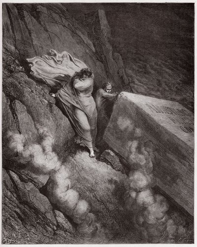 La Divina Comedia, Infierno, Canto 11: La tumba ardiente del Papa Anastasio II (Ilustración de Gustave Doré) de Gustave Dore