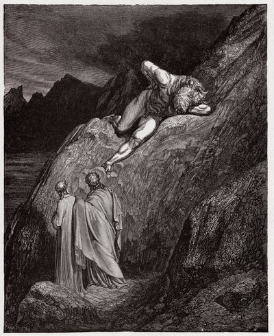 La Divina Comedia, Infierno, Canto 12: El Minotauro en el acantilado destrozado (Ilustración de Gustave Doré) de Gustave Dore
