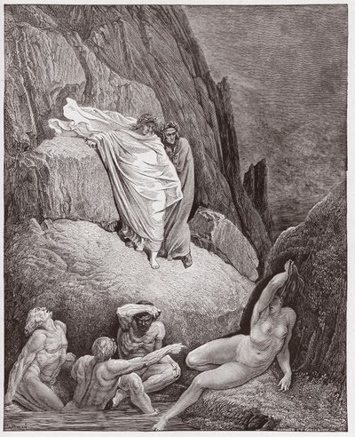 La Divina Comedia, Infierno, Canto 18: Virgilio muestra a Dante la sombra de Thais - por Dante Alighieri (1265-1321) - Ilustración de Gustave Doré (1832-1883) de Gustave Dore