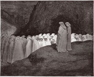 La Divina Comedia, Infierno, Canto 23: Los hipócritas se dirigen a Dante - Ilustración de Gustave Doré de Gustave Dore