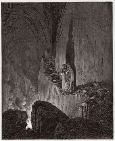 La Divina Comedia, Infierno, Canto 26: Los espíritus flamígeros de Ulises y Diomedes - Ilustración de Gustave Doré de Gustave Dore