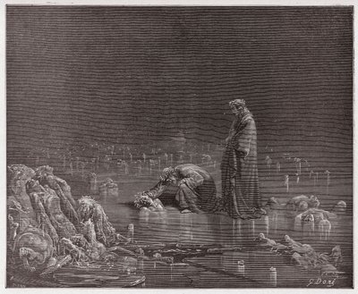 La Divina Comedia, Infierno, Canto 32: Dante se dirige al traidor Bocca degli Abati - Ilustración de Gustave Doré de Gustave Dore