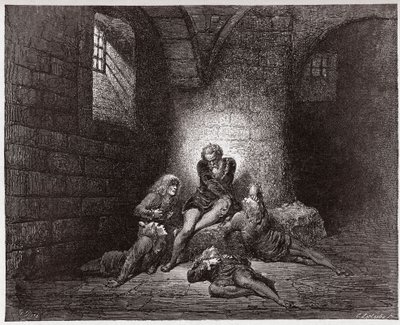 La Divina Comedia, Infierno, Canto 33: Ugolino y sus hijos encerrados y hambrientos - Ilustración de Gustave Doré de Gustave Dore