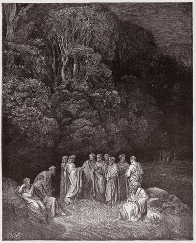 La Divina Comedia, Infierno, Canto 4: Homero, los poetas y héroes en el Limbo - por Dante Alighieri (1265-1321) - Ilustración de Gustave Doré (1832-1883) de Gustave Dore