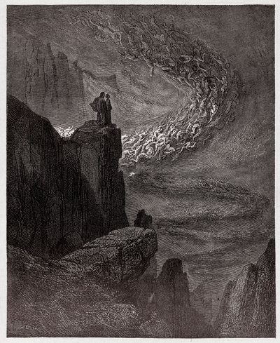 La Divina Comedia, Infierno, Canto 5: Minos juzga las transgresiones y despacha las almas - Ilustración de Gustave Doré de Gustave Dore