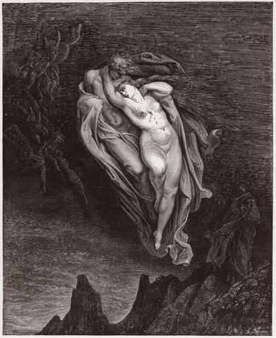 La Divina Comedia, Infierno, Canto 5: Las almas de Paolo y Francesca - Ilustración de Gustave Doré de Gustave Dore