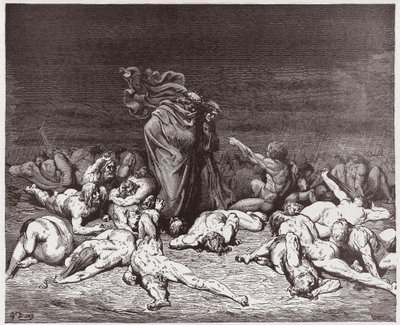 La Divina Comedia, Infierno, Canto 6: Los glotones golpeados por la lluvia eterna - Ilustración de Gustave Doré de Gustave Dore