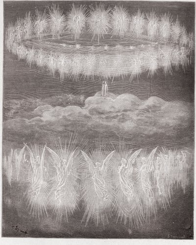 La Divina Comedia, Paraíso, Canto 12: Los anillos de las almas glorificadas en el sol - por Dante Alighieri (1265-1321) - Ilustración de Gustave Doré (1832-1883) de Gustave Dore
