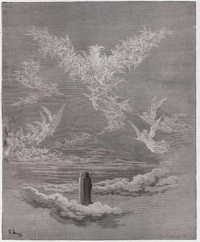 La Divina Comedia, Paraíso, Canto 19: Las almas benditas forman un águila en el cielo - por Dante Alighieri (1265-1321) - Ilustración de Gustave Doré (1832-1883) de Gustave Dore