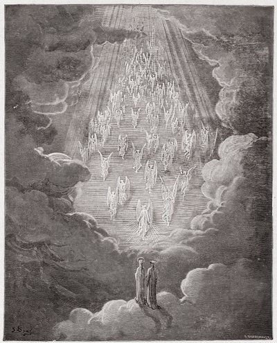La Divina Comedia, Paraíso, Canto 21: Beatriz y Dante en la esfera de Saturno - por Dante Alighieri (1265-1321) - Ilustración de Gustave Doré (1832-1883) de Gustave Dore