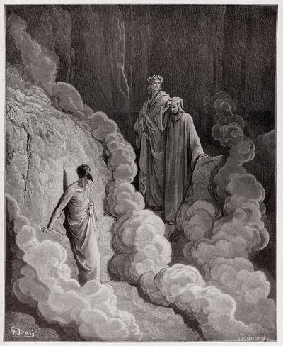 La Divina Comedia, Purgatorio, Canto 16: Dante habla con el alma de Marco Lombardo - por Dante Alighieri (1265-1321) - Ilustración de Gustave Doré (1832-1883) de Gustave Dore